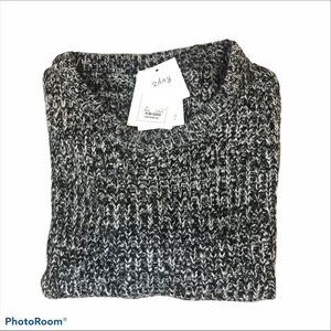 NWT 2 Day XL Cotton‎ Black and Grey Chunky Sweater